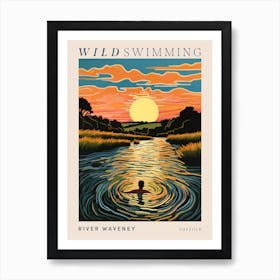 Wild Swimming At River Waveney Suffolk 2 Poster Art Print