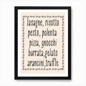 Italian Food Kitchen Art Print