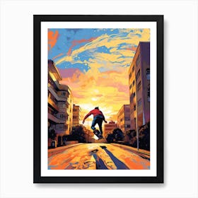 Skateboarding In Santiago, Chile Drawing 3 Art Print