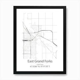 East Grand Forks,United States Minimalist Map Art Print