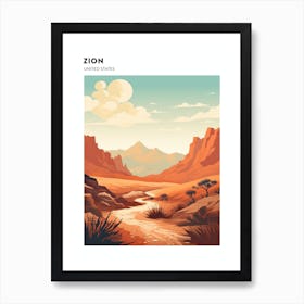 Trans Zion Trek Usa Hiking Trail Landscape Poster Art Print