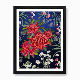 Waratah Australian Flower Red Art Print