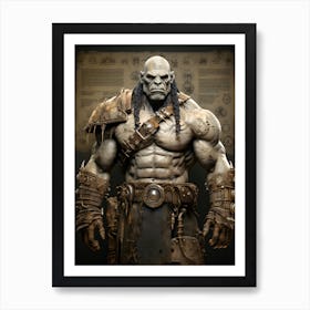 Diagrammatic Full Body Drawing Of A Lord Of The Rings Orc Art Print