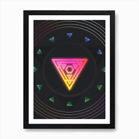 Neon Geometric Glyph in Pink and Yellow Circle Array on Black n.0328 Art Print