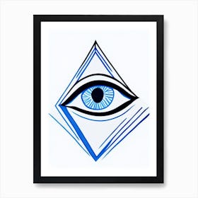 Psychic Abilities, Symbol, Third Eye Blue & White 4 Art Print