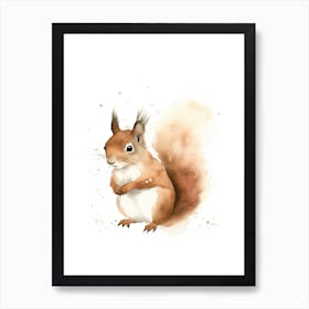 Baby Squirrel Watercolour Nursery 3 Art Print