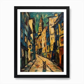 Painting Of Vienna With A Cat In The Style Of Expressionism 3 Art Print