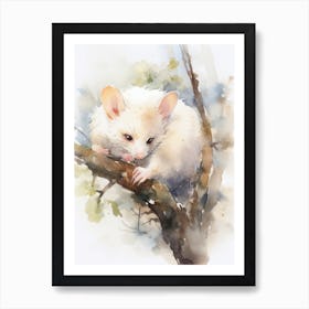 Light Watercolor Painting Of A Sleeping Possum 5 Art Print