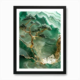 Gold Inlaid Jade Carving Scene 2 Art Print