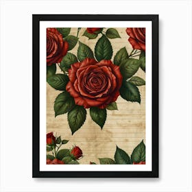 Roses On Paper Art Print