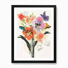 Amaryllis 2 Collage Flower Bouquet Art Print