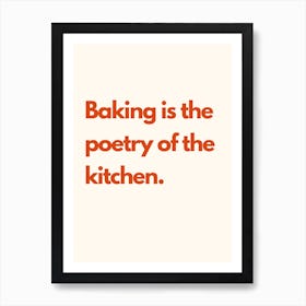 Baking Poetry Kitchen Typography Cream Red Art Print