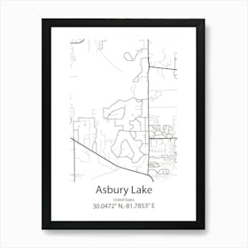 Asbury Lake,United States Minimalist Map Art Print