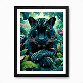 Panther In Jungle Art Print