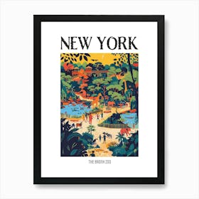 The Bronx Zoo New York Colourful Silkscreen Illustration 4 Poster Art Print