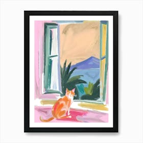 Cat Looking Out Window Art Print