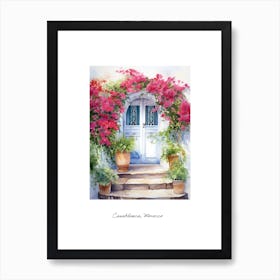 Casablanca, Morocco   Mediterranean Doors Watercolour Painting 2 Poster Art Print