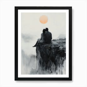 Sunset, Romantic Monochrome Charcoal style Poster