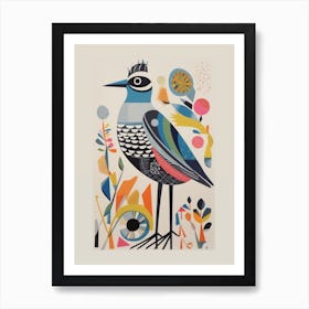 Colourful Scandi Bird Grey Plover 4 Art Print