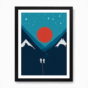 Whistler Blackcomb, Canada Modern Illustration Skiing Poster Art Print