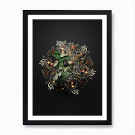 Vintage Fig Branch with Bird Fruit Wreath on Wrought Iron Black n.1139 Art Print