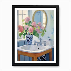 Bathroom Vanity Painting With A Hydrangea Bouquet 2 Art Print