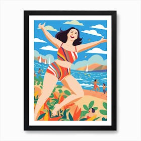 Body Positivity Day At The Beach Colourful Illustration  1 Art Print