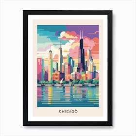 Chicago Colourful Travel Poster 11 Art Print