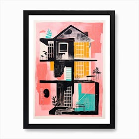 A House In Copenhagen, Abstract Risograph Style 4 Art Print