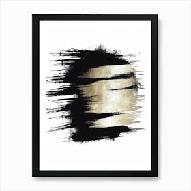 Black And White Brush Strokes Art Print