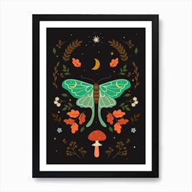 Moth Scandinavian Boho Art Print
