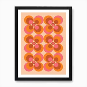 Retro Circles Pink & Orange Art Print