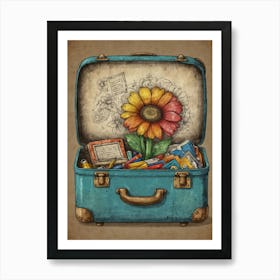 Flower In A Suitcase Art Print