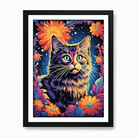 Starry Eyed Predators, Psychedelic Cats series Art Print