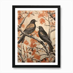 Art Nouveau Birds Poster Crow 2 Art Print