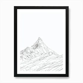 Annapurna Nepal Line Drawing 7 Art Print