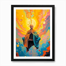 Floating Old Man in Meditation Art Print