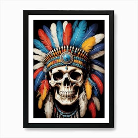 Skull Indian Headdress (31) Art Print