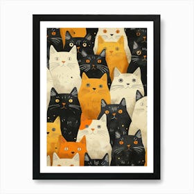 Perfectly Repeatable Artwork With Cute Cat Faces 40 Art Print