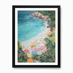 Aerial View Of A Beach In Tropea Summer Illustration 3 Art Print