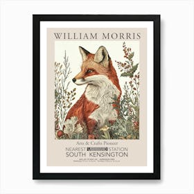 William Morris Prints Red Fox Flowers Christmas Gift Winter Vintage Art Print