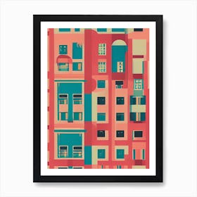 Bustling Pink City Blocks Art Print