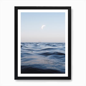 Moon Over The Minimalist Ocean Art Print