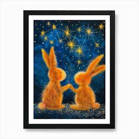 Rabbits With Stars Art Print