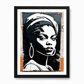 Vintage Graffiti Mural Of Beautiful Black Woman 93 Art Print