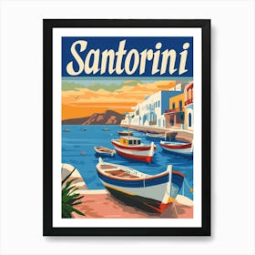 Aihrgdesign A Retro Travel Poster For Santorini Featuring A C 644015d6 C1a2 4096 9c16 9c63f83017c3 2 Art Print