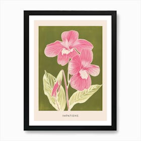 Pink & Green Impatiens 2 Flower Poster Art Print