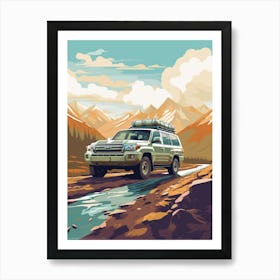 A Toyota Land Cruiser Car In Icefields Parkway Flat Illustration 4 Art Print