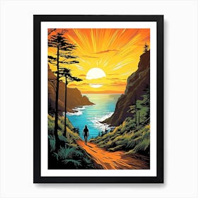 Kalalau Trail Hawaii 1 Vintage Travel Illustration Art Print