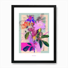 Bergamot 4 Neon Flower Collage Poster Art Print